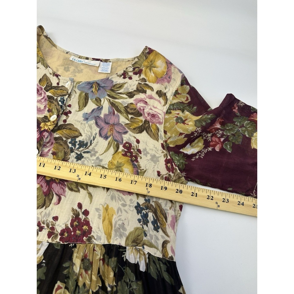 La Cera Comfortwear Dress Floral Cotton Short Sleeve Tiered Lightweight Women XL - Picture 8 of 12